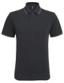 Heren Polo Asquith & Fox Classic Fit Tipped Heather Zwart-Charcoal